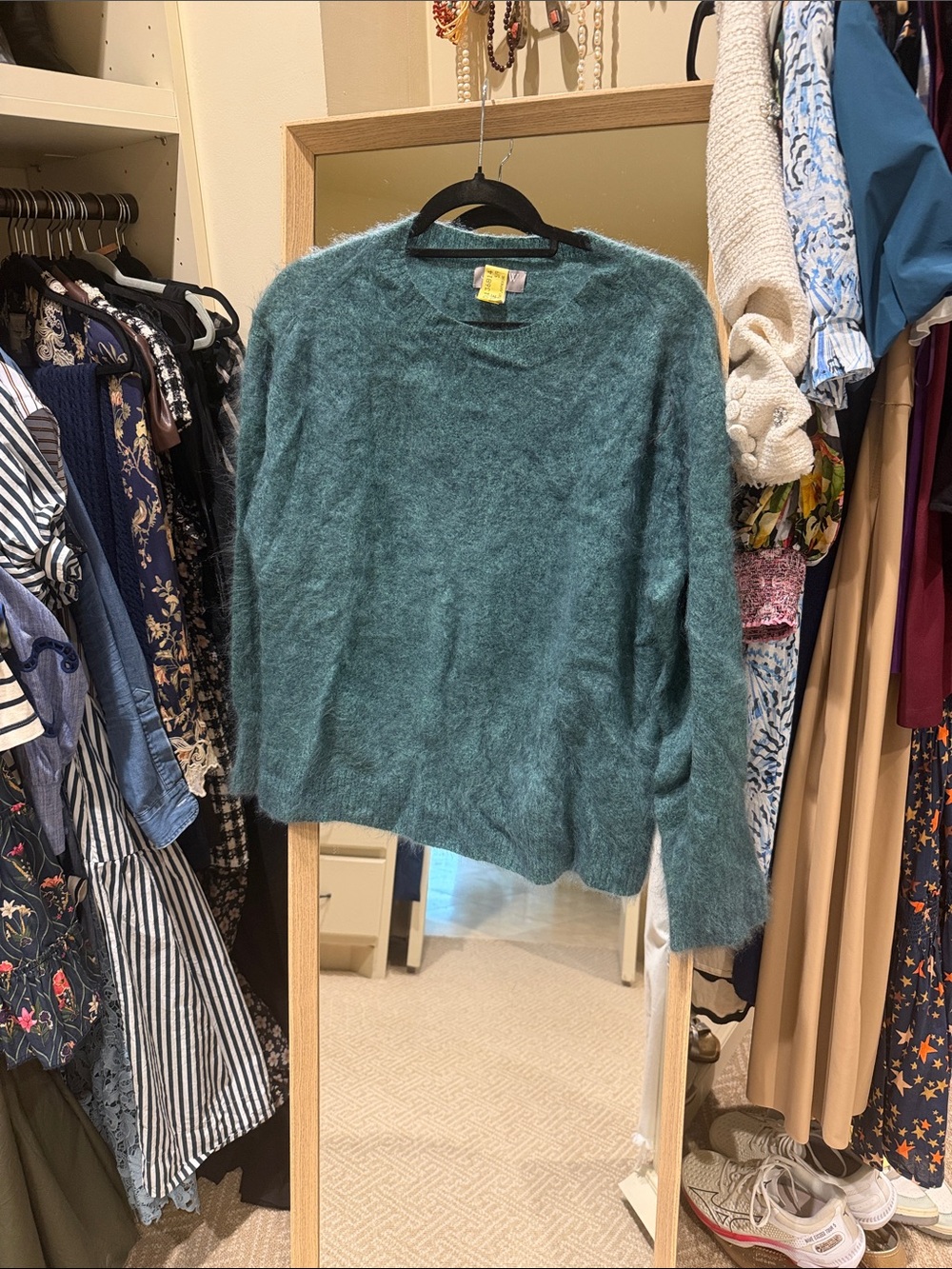 Cozy Teal Cashmere Crewneck Women’s Sweater